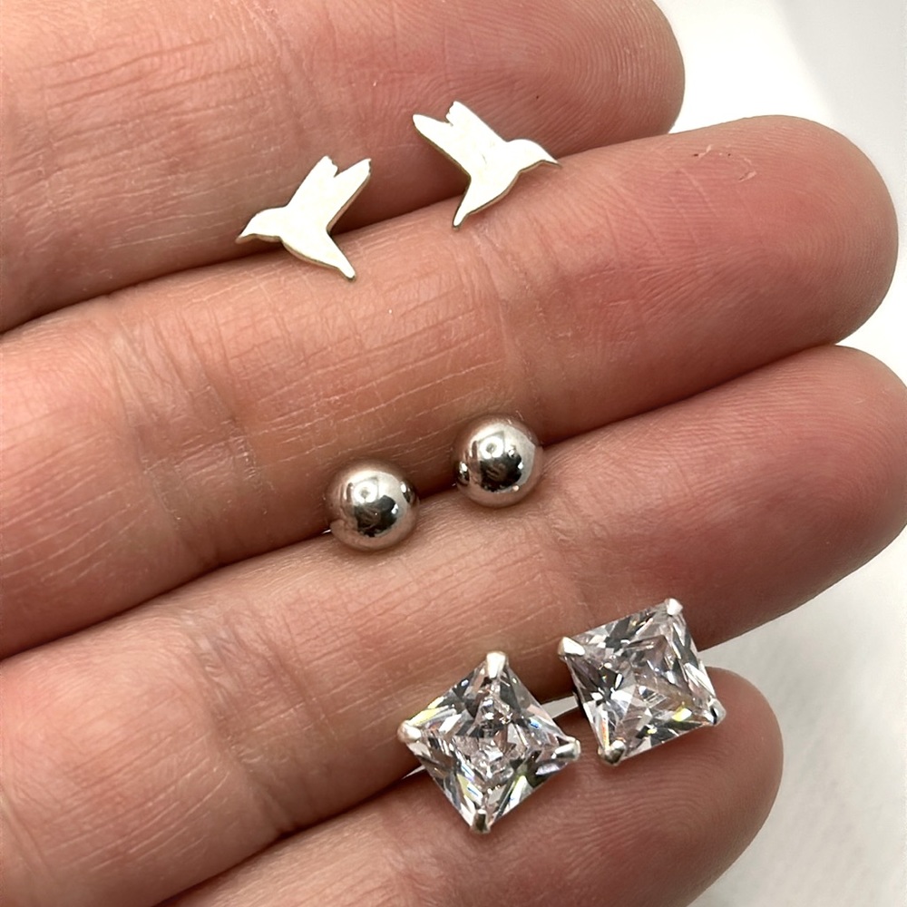 Three pairs of Silver (925) Earrings
